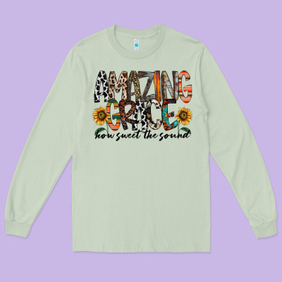 Amazing Grace How Sweet The Sound Long Sleeve Tee Designed By Racoondesign