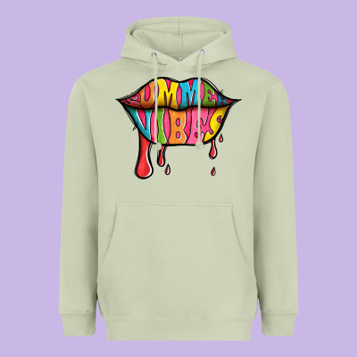 Summer Vibes Lips Heavyweight Hoodie Designed By Jasminsmagicworld