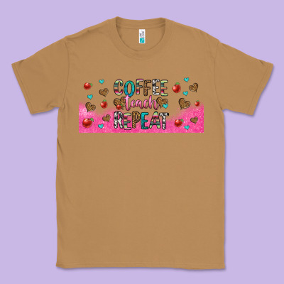 Coffee Teach Repeat Teacher Libbey Glass Classic Tee Designed By Hra Design Shop