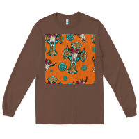 Chestnut western cross and bull skull seamless pattern Long Sleeve Tee - HRA Design Shop
