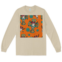 Mushroom western cross and bull skull seamless pattern Long Sleeve Tee - HRA Design Shop