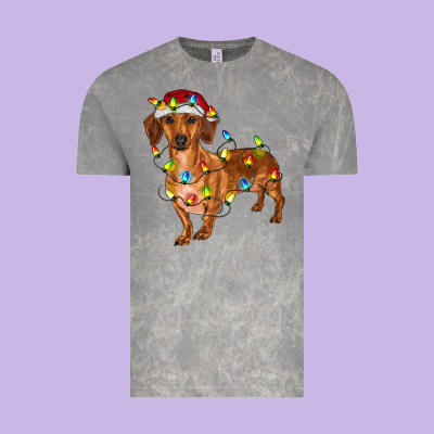 Dachshund With Christmas Lights Vintage Tee Designed By Ranaportraitstore