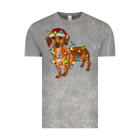 Cloud Rock dachshund with christmas lights Vintage Tee - RanaPortraitStore