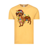Vintage Mustard dachshund with christmas lights Vintage Tee - RanaPortraitStore