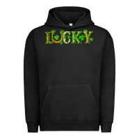 Pigment Black st. patrick's day lucky with clovers and horseshoe Urban Hoodie - RanaPortraitStore