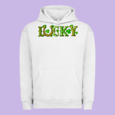 St. Patrick's Day Lucky With Clovers And Horseshoe Urban Hoodie Designed By Ranaportraitstore