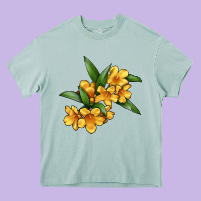 Yellow Jessamine Flower Illustrations Heavy Core Tee Designed By Lillyallendesigns