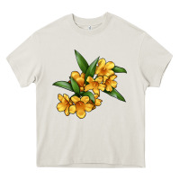 Cream Yellow Jessamine Flower Illustrations Heavy Core Tee - LillyAllenDesigns