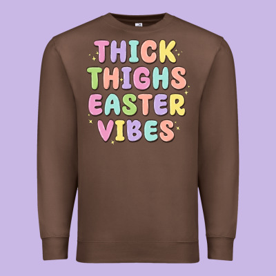 Thicks Thighs Easter Vibes Premium Sweatshirt Designed By Maliassmallbusiness