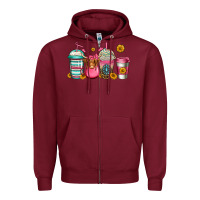 Burgundy longhaired cow coffee cups Zipper Hoodie - Jasminsmagicworld