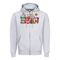 Heather Grey longhaired cow coffee cups Zipper Hoodie - Jasminsmagicworld