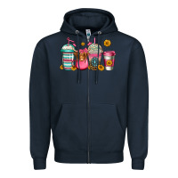 Navy longhaired cow coffee cups Zipper Hoodie - Jasminsmagicworld