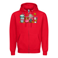 Red longhaired cow coffee cups Zipper Hoodie - Jasminsmagicworld