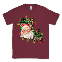 Burgundy Louisiana map christmas santa Classic Tee - FaDigitalArtStudio
