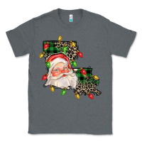 Charcoal Heather Louisiana map christmas santa Classic Tee - FaDigitalArtStudio