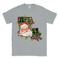 Heather Grey Louisiana map christmas santa Classic Tee - FaDigitalArtStudio