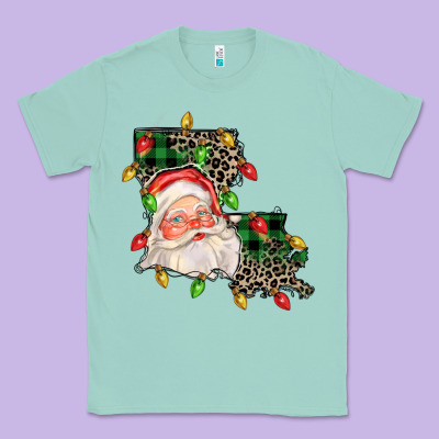 Louisiana Map Christmas Santa Classic Tee Designed By Fadigitalartstudio