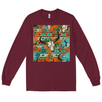 Burgundy western bull skull seamless pattern Long Sleeve Tee - HRA Design Shop