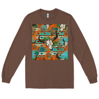 Chestnut western bull skull seamless pattern Long Sleeve Tee - HRA Design Shop
