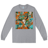 Heather Grey western bull skull seamless pattern Long Sleeve Tee - HRA Design Shop