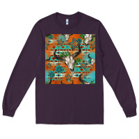 Plum western bull skull seamless pattern Long Sleeve Tee - HRA Design Shop