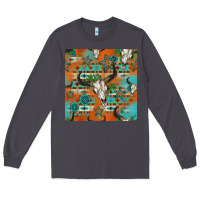 Western Bull Skull Seamless Pattern Long Sleeve Tee | Teevron