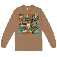 Toasted Coconut western bull skull seamless pattern Long Sleeve Tee - HRA Design Shop