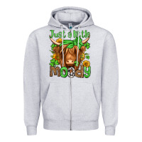 Heather Grey just a little moody st patricks day Zipper Hoodie - Jasminsmagicworld