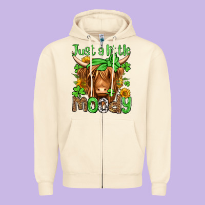 Just A Little Moody St Patricks Day Zipper Hoodie Designed By Jasminsmagicworld
