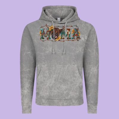 Vintage Hoodie Mama with highland cow