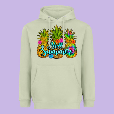 Hello Summer Pineapple Heavyweight Hoodie Designed By Jasminsmagicworld