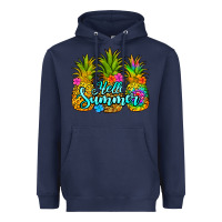 Navy hello summer pineapple Heavyweight Hoodie - Jasminsmagicworld