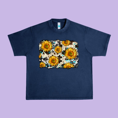 Cowhide Sunflower Pattern Urban Heavy Tee Designed By Zillion Design Studio