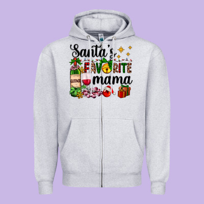 Santa's Favorite Mama Zipper Hoodie Designed By Adodesignshop