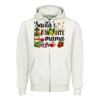 Oatmeal Heather santa's favorite mama Zipper Hoodie - AdoDesignShop