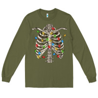 Army Green Christmas Rib Cage Long Sleeve Tee - FaDigitalArtStudio