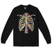 Black Christmas Rib Cage Long Sleeve Tee - FaDigitalArtStudio