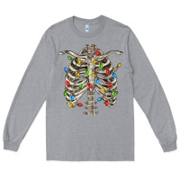 Heather Grey Christmas Rib Cage Long Sleeve Tee - FaDigitalArtStudio