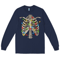 Navy Christmas Rib Cage Long Sleeve Tee - FaDigitalArtStudio