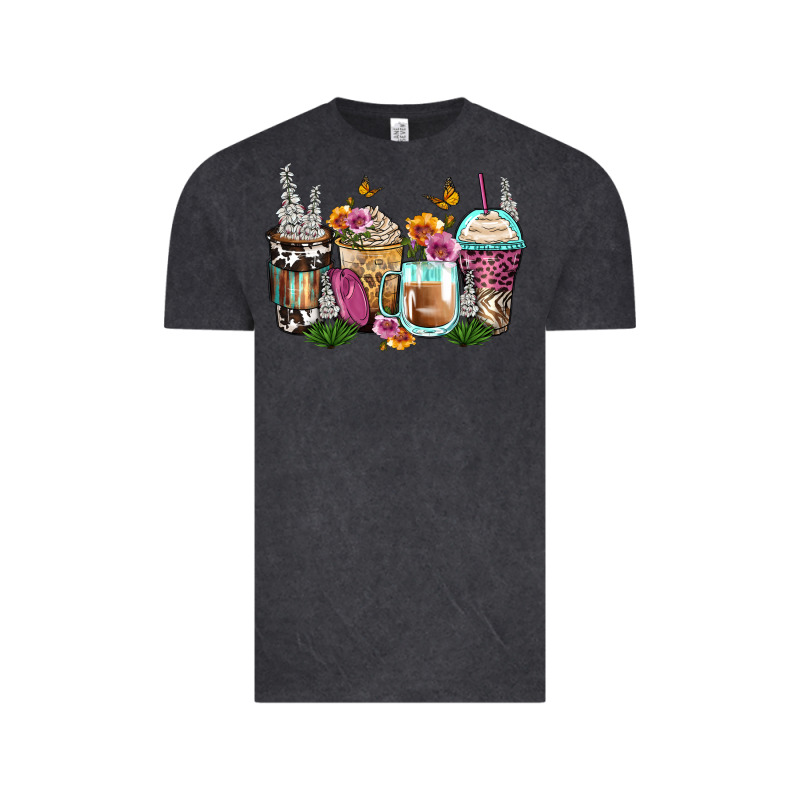 Floral Coffee Cups Vintage Tee by Zillion Design Studio | Teevron