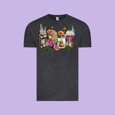 Floral Coffee Cups Vintage Tee Designed By Zillion Design Studio