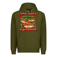 Army Green hot dogs are my valentine Premium Hoodie - AdoDesignShop