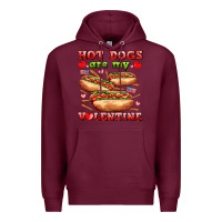 Burgundy hot dogs are my valentine Premium Hoodie - AdoDesignShop