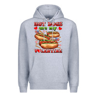 Heather Grey hot dogs are my valentine Premium Hoodie - AdoDesignShop
