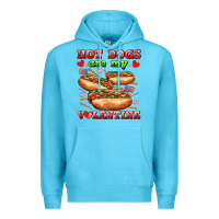 Ocean Blue hot dogs are my valentine Premium Hoodie - AdoDesignShop