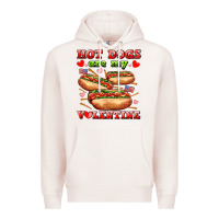 Pale Pink hot dogs are my valentine Premium Hoodie - AdoDesignShop