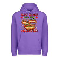 Purple hot dogs are my valentine Premium Hoodie - AdoDesignShop