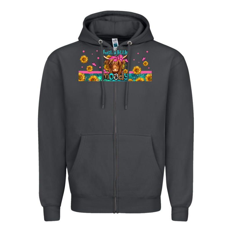 Just A Little Moody Long Haired Cow Zipper Hoodie by Jasminsmagicworld | Teevron