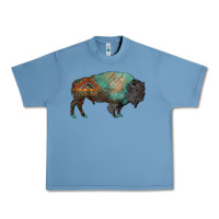 Pebble Blue aztec bison Urban Heavy Tee - RanaPortraitStore