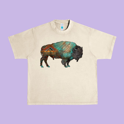 Aztec Bison Urban Heavy Tee Designed By Ranaportraitstore